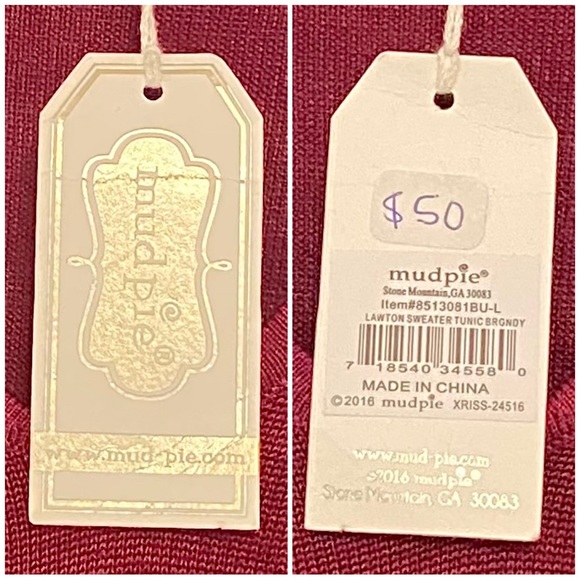 NWT Mud Pie Lawton Sweater Tunic Burgundy L - Picture 11 of 11